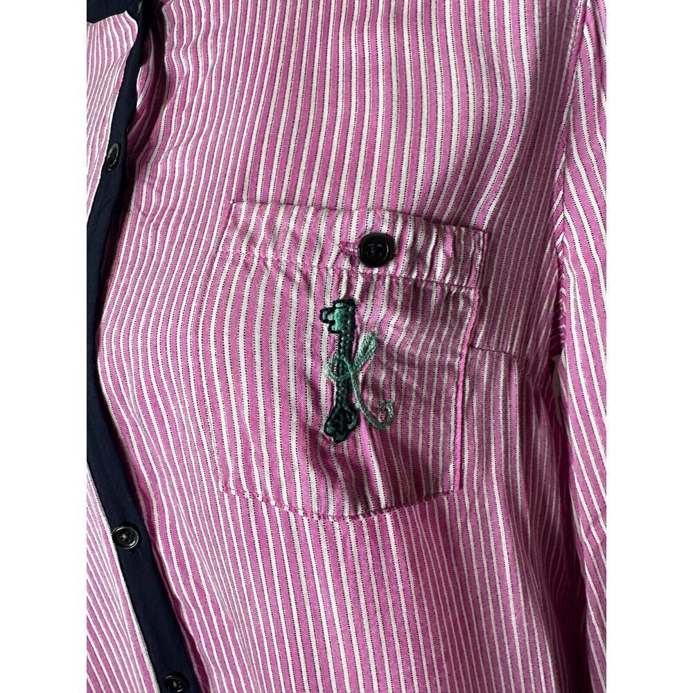 Anthropologie Maeve Stripped Button Down Top Shirt Embroidered Key Size Small - Picture 3 of 11